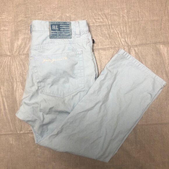 Ralph Lauren Polo Jeans Company Crop Pants Womens Size 8 Light Blue Casual - Picture 1 of 9